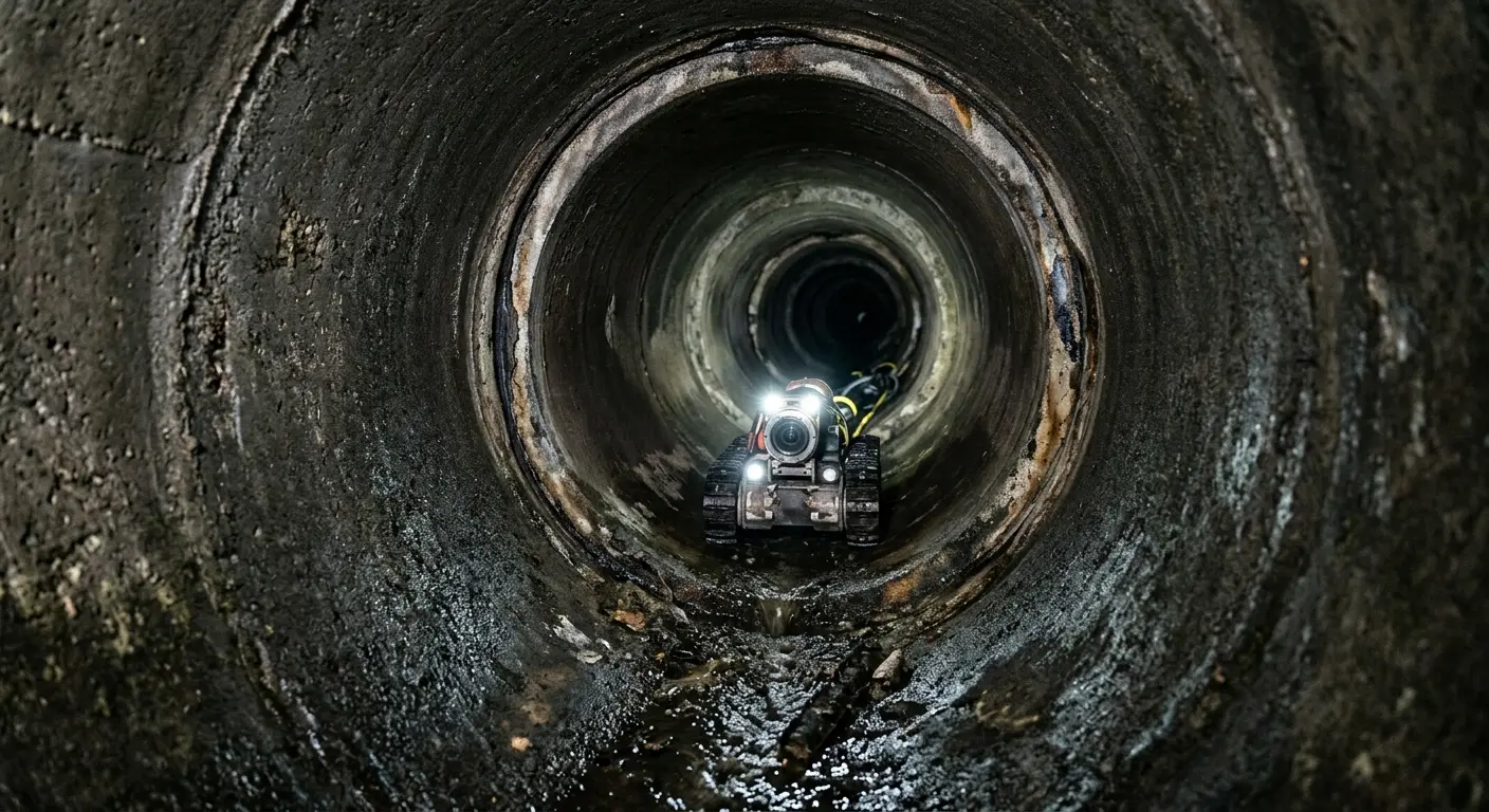 Robotic sewer camera inspecting pipe interior for Sewer Line Repair in Marianna